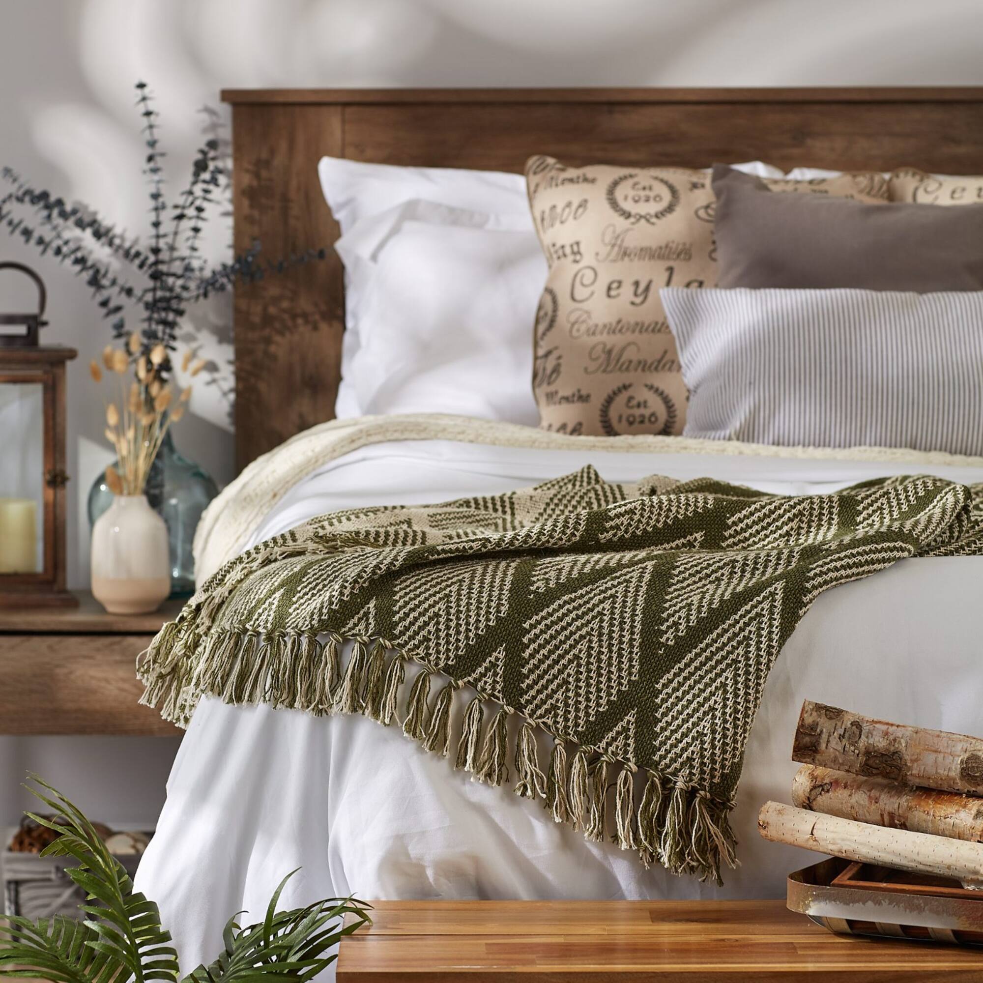 DII® Olive Green Tone Multi Diamond Throw